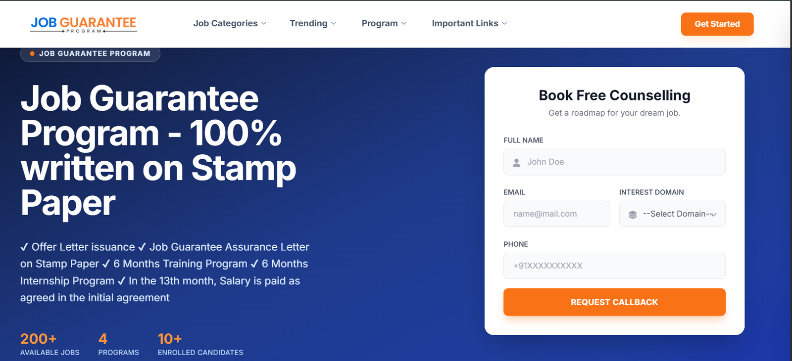 Job Guaranteed Training  Program